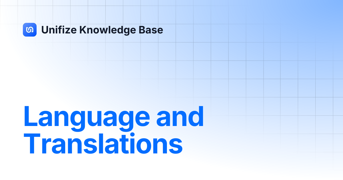 Language and Translations | Unifize Knowledge Base
